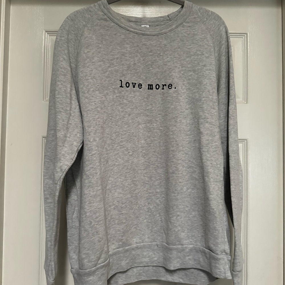 Love More Gray Crew Neck Sweater XL